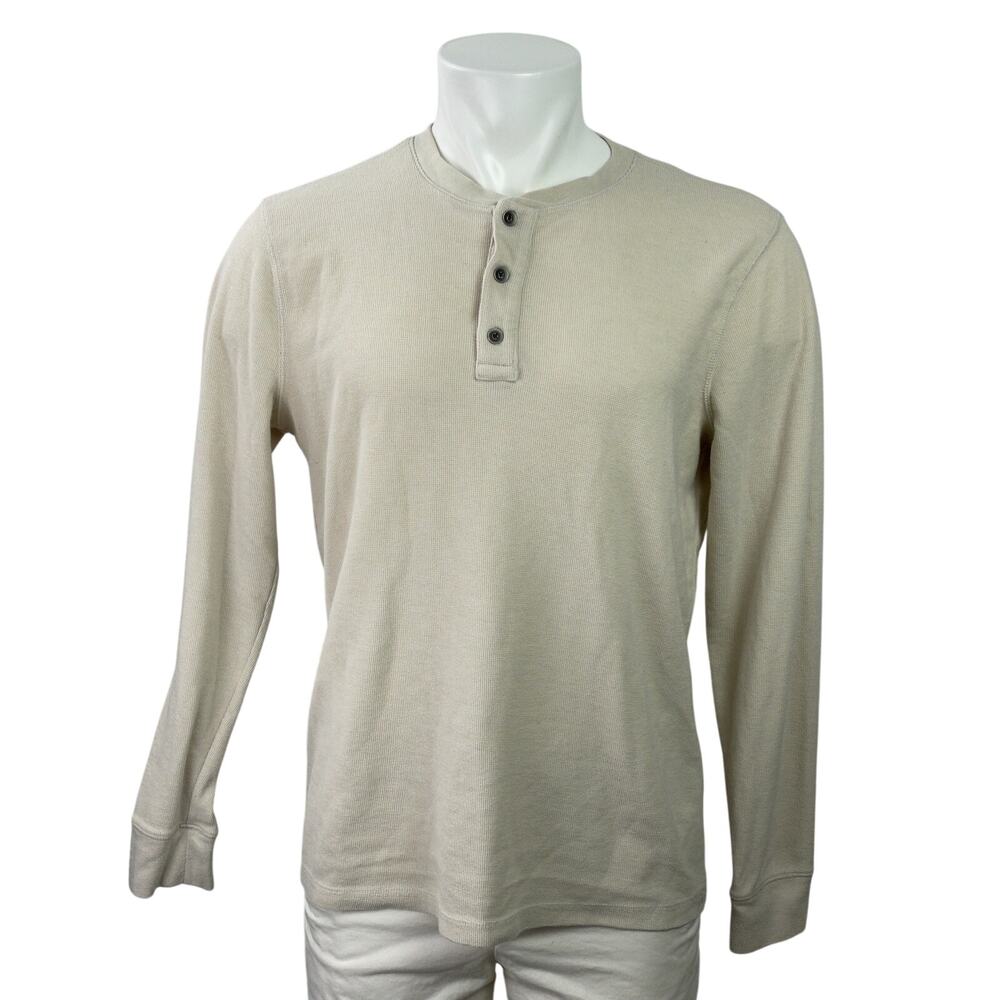 Banana Republic Men's Light Gray Knit Long Sleeve Henley T Shirt Tee Top Size L